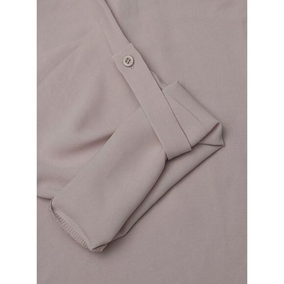 Moyabo Womens L Bow Tie Neck Roll-Up Long Sleeve Corpcore PK Chiffon Blouse NWT - Picture 4 of 9